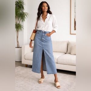 Calvin Klein Jeans High Rise Denim Maxi Skirt NWT Size 10 Blue